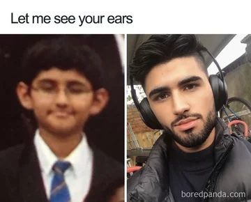 Mem zainspirowany zabawą 10 year challenge 