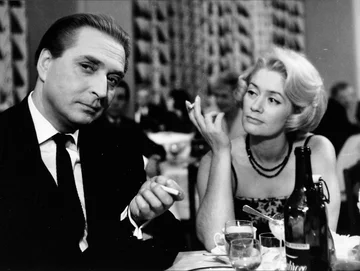 Kadr z filmu „Smarkula” 1963. Kadr z filmu „Smarkula” w reżyserii Leonarda Buczkowskiego, n/z Czesław Wołłejko, Alina Janowska.