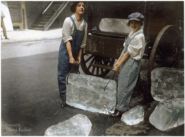 Dziewczyny dostarczające lód do sklepu, Nowy Jork, 1918