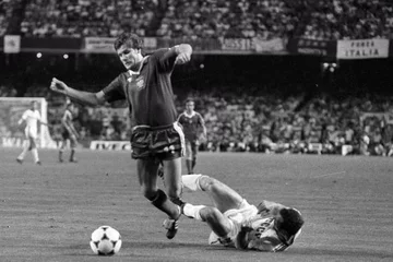 Mecz Polska - Włochy w 1982 roku (PAP/Adam Hawałej)