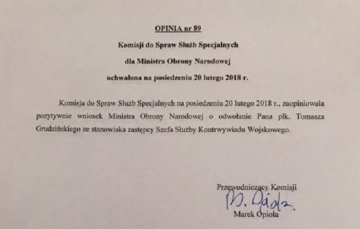 Dokument o&nbsp;odwołaniu Grudzińskiego