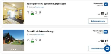 Ceny nocleg&oacute;w nad morzem