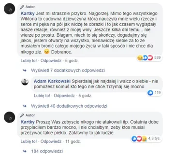 Wpis i komentarze na profilu @Kartky na Facebooku 