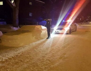 Miniatura: Ulepił samochód ze śniegu. Policjant...