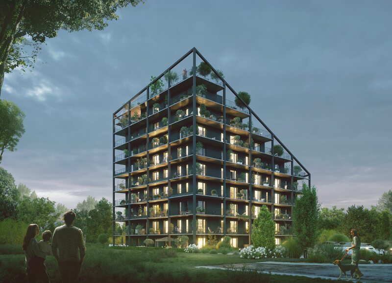 Żorro, budynek mieszkaniowy wielorodzinny, projekt: Frantagroup Architects