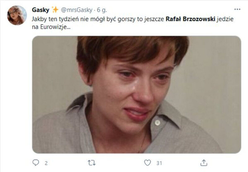 Mem komentujący wystawienie Rafała Brzozowskiego w konkursie Eurowizji 
