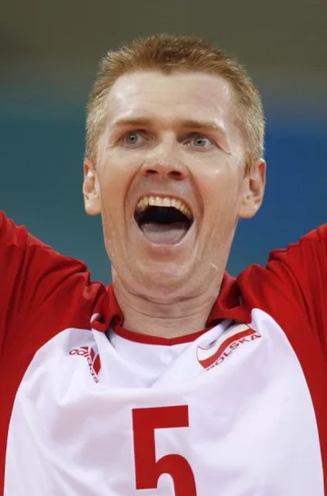 Paweł Zagumny. Radość po zwycięskim meczu z Serbią Fot. PAP