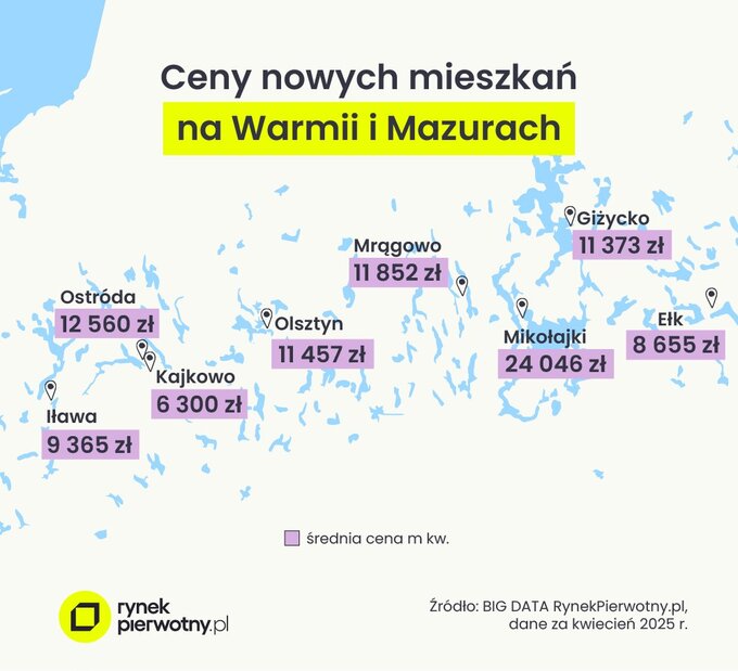 Ceny nowych mieszkań na Warmii i Mazurach