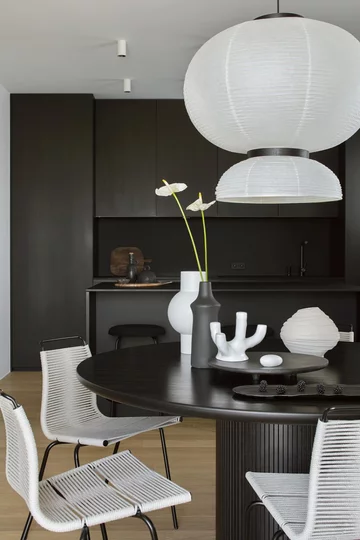 Mieszkanie z czarną kuchnią, proj. Studio Ony-X 