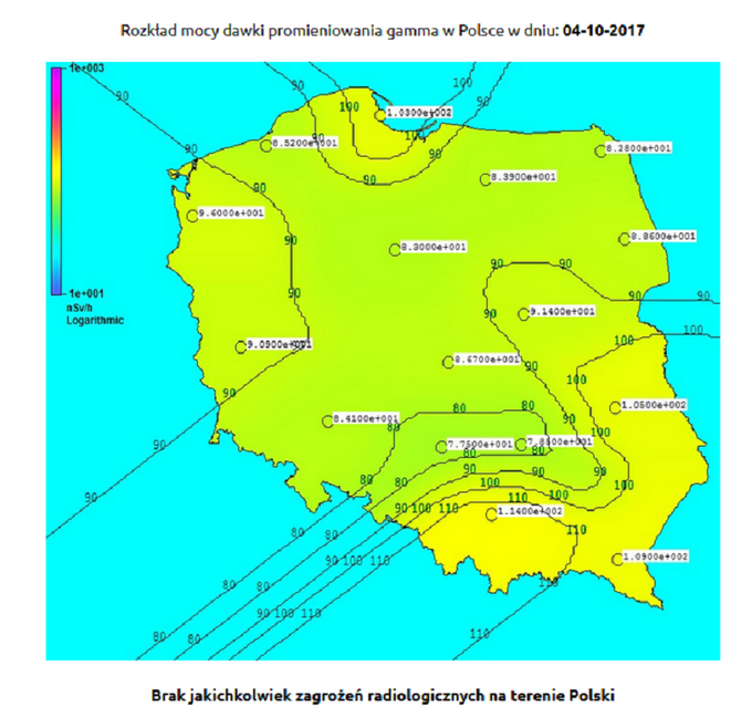 Rozkład mocy dawki promieniowania w Polsce
