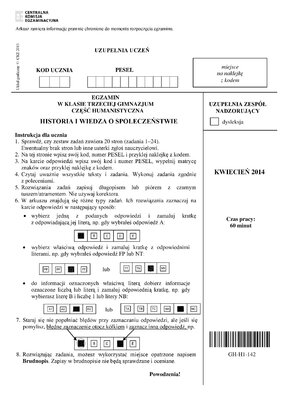 Miniatura: Test gimnazjalny cz. humanistyczna