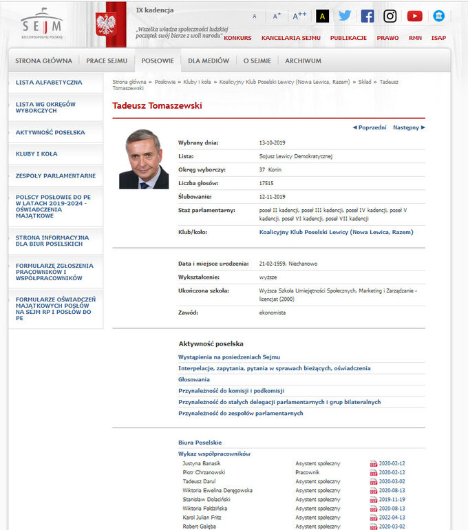 Screen ze strony Sejmu
