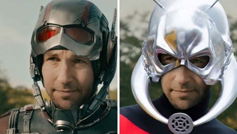 Ant-Man (po lewej w filmie, po prawej zgodnie z komiksem) 