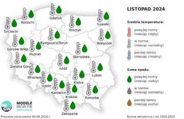 Prognoza IMGW na&nbsp;listopad 2024
