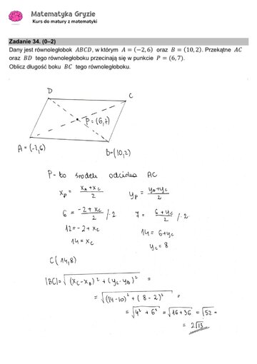 Zadanie 34 &ndash; Matura 2024. Matematyka &mdash; poziom podstawowy, Formuła 2015 &mdash; arkusze z&nbsp;odpowiedziami