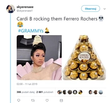 Reakcje na sukienkę Cardi B z rozdania nagród Grammy 