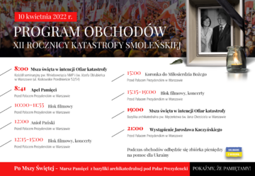 Program obchod&oacute;w XII Rocznicy Katastrofy Smoleńskiej