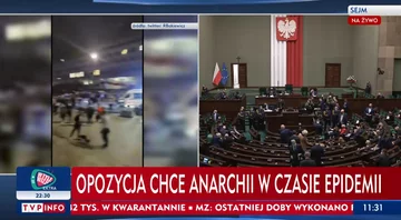 Pasek TVP Info opisujący posiedzenie Sejmu 