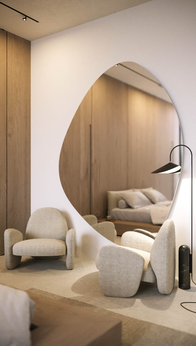 Sypialnia w stylu japadi, proj. SCENA Interior Design