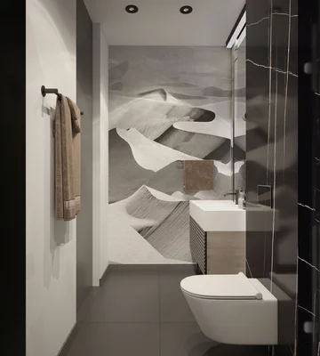 Tapeta w łazience, projekt MIKOŁAJSKAstudio OKK, Mikołajska