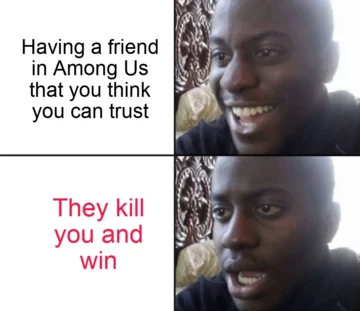 Mem inspirowany grą Among Us 