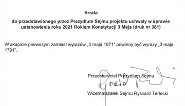 Errata zgłoszona przez Ryszarda Terleckiego