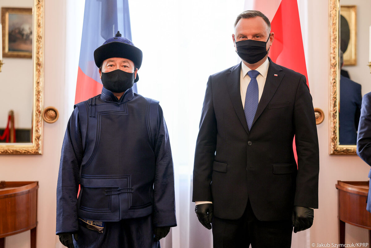 Andrzej Duda i ambasador Mongolii w RP 