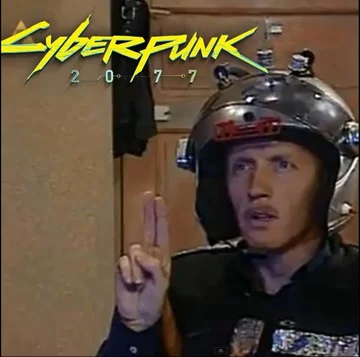 Mem zainspirowany grą Cyberpunk 2077 