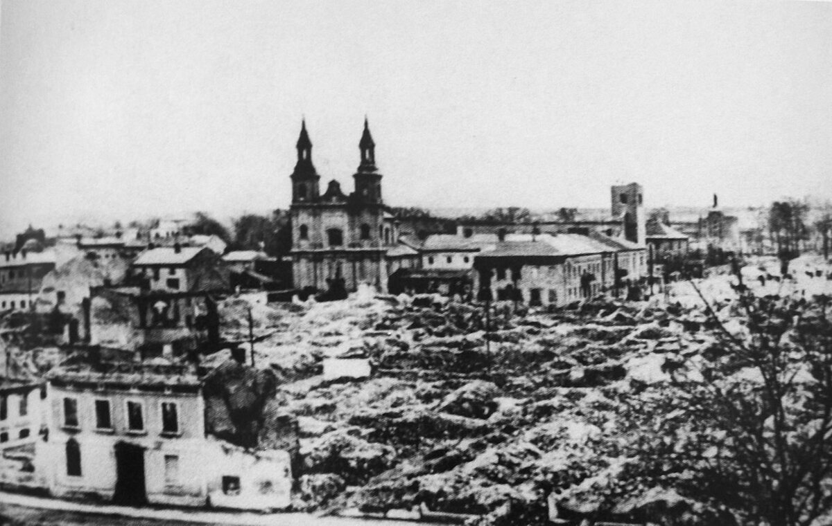 Zbombardowane centrum Wielunia 