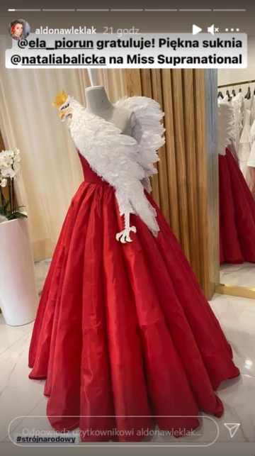 Suknia Natalii Balickiej na konkurs Miss Supranational 2021 zaprojektowana przez Elę Piorun 