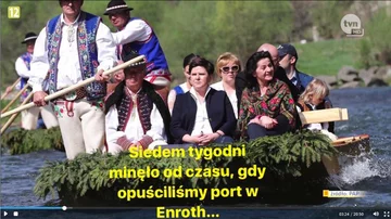 Mem z Beatą Szydło na łódce. Spływ Dunajcem 