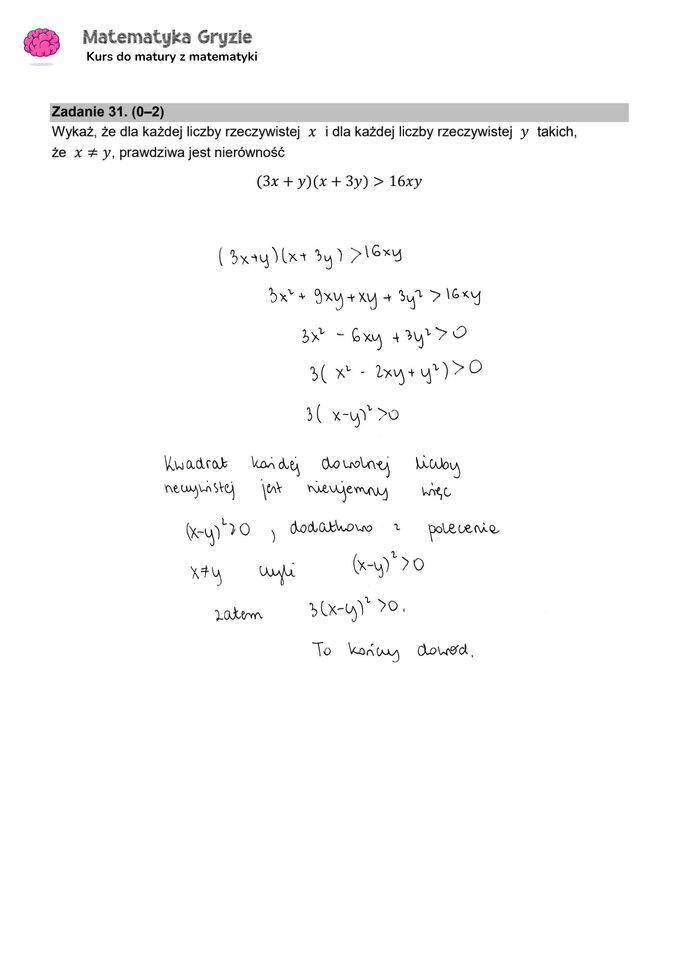 Zadanie 31 – Matura 2024. Matematyka — poziom podstawowy, Formuła 2015 — arkusze z odpowiedziami