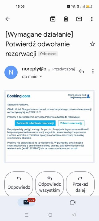 Fałszywy mail z&nbsp;wcześniejszej rezerwacji