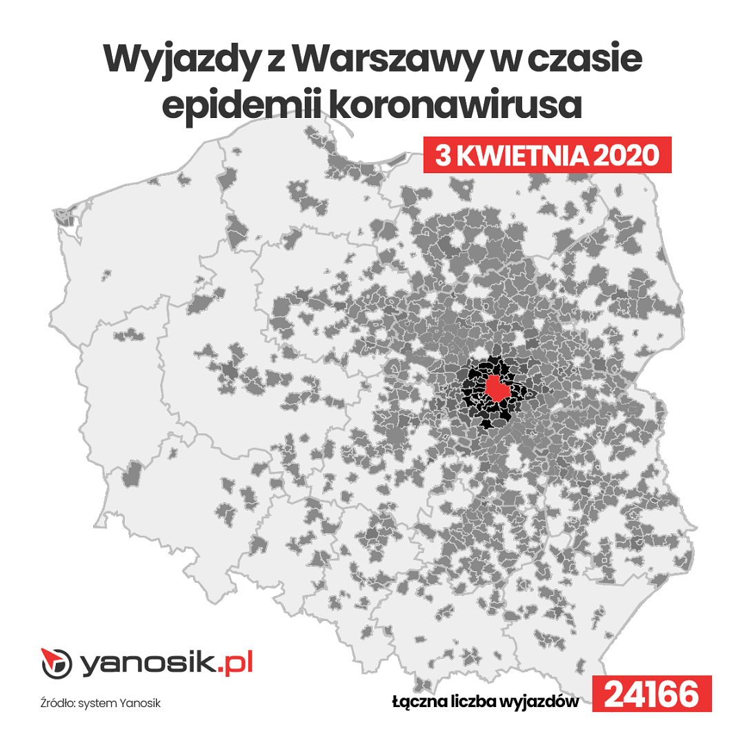 Wyjazdy z Warszawy w czasie epidemii koronawirusa 