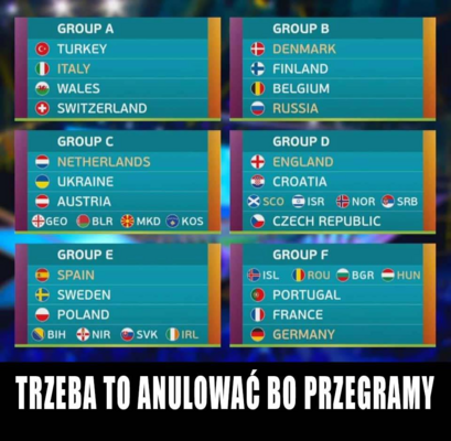 Miniatura: Memy po losowaniu grup Euro 2020