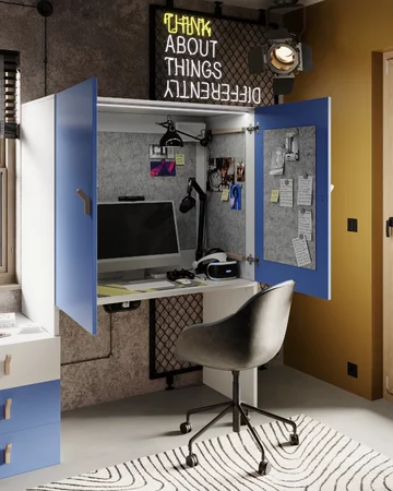 Meble do pokoju młodego dorosłego, kolekcja POINT, proj. Dorota Terlecka dla marki BAZA 