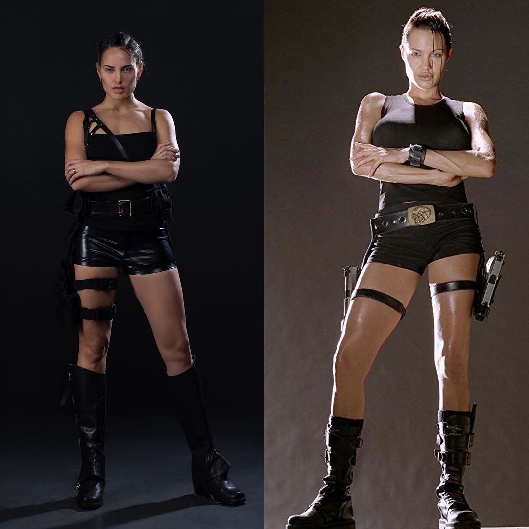 Anastasija Bryzgałowa i Angelina Jolie jako Lara Croft 