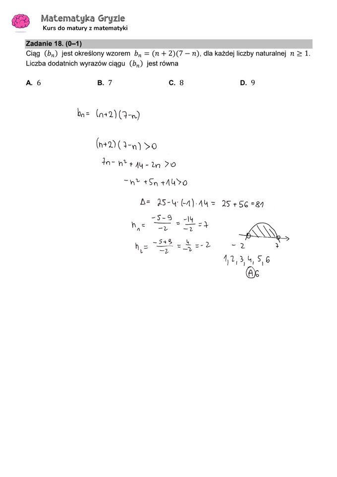 Zadanie 18 – Matura 2024. Matematyka — poziom podstawowy, Formuła 2015 — arkusze z odpowiedziami