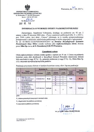 Wyb&oacute;r najkorzystniejszef oferty