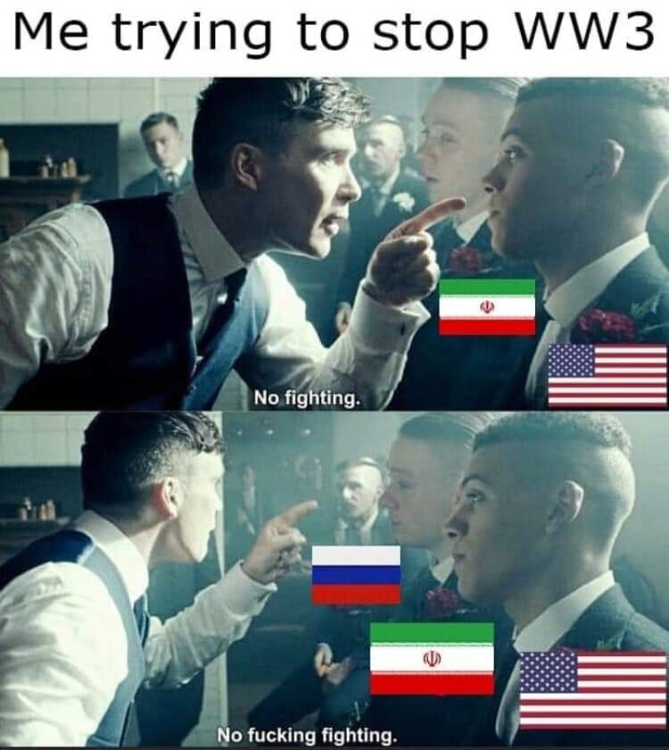Mem będący reakcją na możliwą wojnę USA z Iranem 