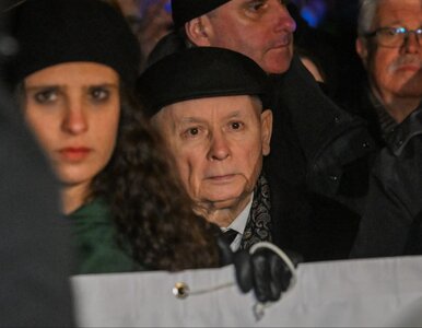 Miniatura: Kaczyński w tłumie przed pomnikiem...