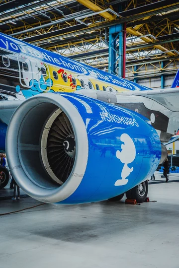 Smerfy na samolocie Brussels Airlines 