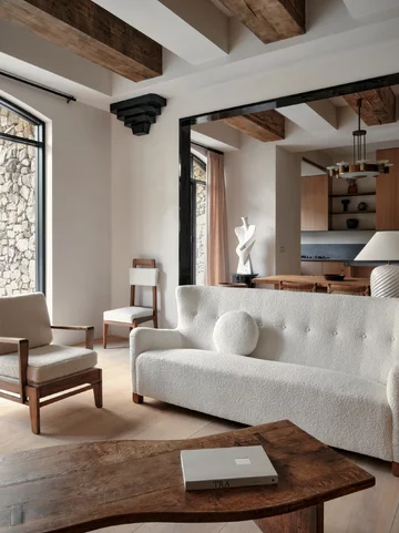 Przytulne mieszkanie w stylu naturalnego minimalizmu, projekt ECRU Studio Dinesen, ecru, minimalizm
