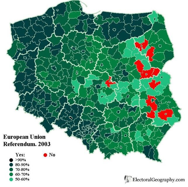 W tym roku obchodzimy dziesiątą rocznicę przystąpienia Polski do Unii Europejskiej. Trudno uwierzyć, ale w 2003 roku znalazły się miejsca, w których blisko 9 na 10 głosujących było przeciw integracji z Zachodem.