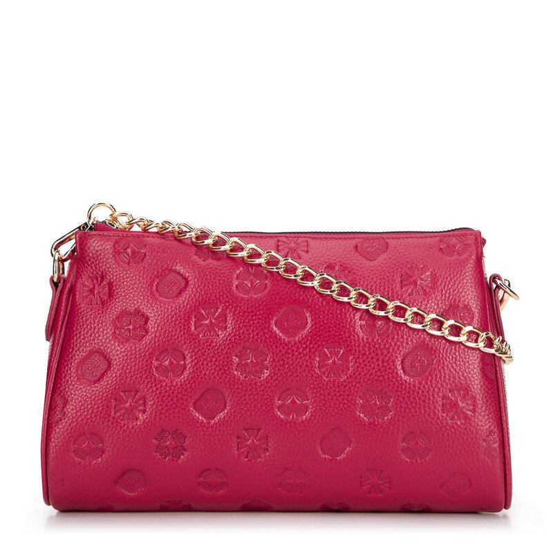 Bordowa torebka z tłoczonym monogramem