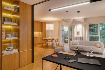 BXB studio stworzyło hybrydowe wnętrze w Warszawie – biuro i mikroapartament w jednym. Projekt zdobył European Property Awards 2025–2026 