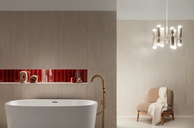 Kolekcja Echo od&nbsp;Tubądzin to&nbsp;nowoczesna interpretacja trawertynu &ndash; wyczuwalna struktura, subtelne przejścia matu i&nbsp;połysku oraz&nbsp;format 120 &times; 60 cm budują harmonijną, ponadczasową przestrzeń