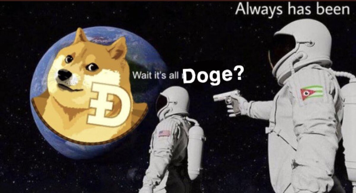 Mem podsumowujący zamieszanie z Dogecoin 