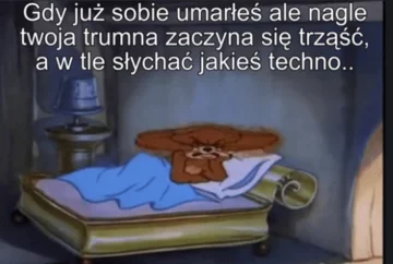 Mem z tańczącymi z trumną grabarzami 