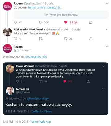 Partia Razem &bdquo;boomeruje&rdquo; Tomasza Lisa